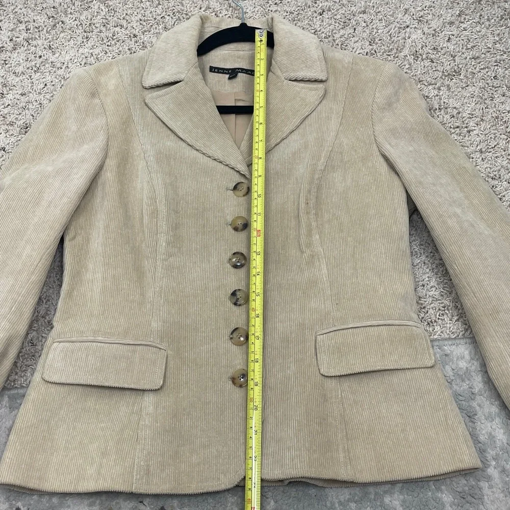 Jenne Maac Corduroy Jacket Womens M/8 Tan Button Closure Lined‎ Vintage USA Y2K